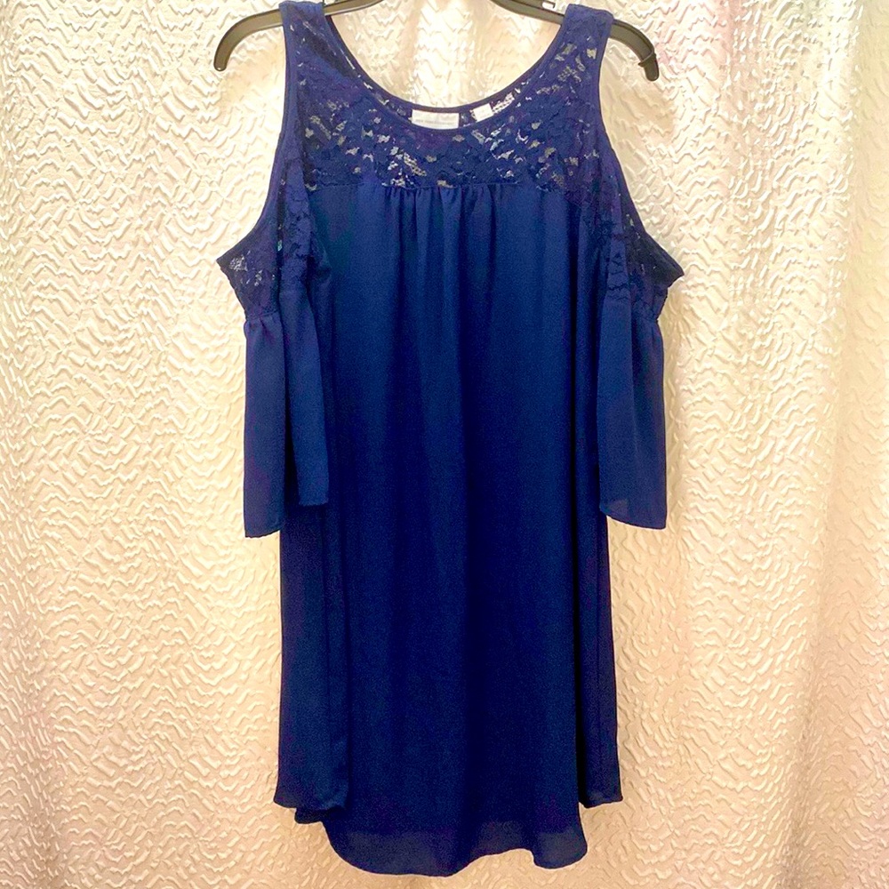 New York & Company Lace Cold Shoulder Dress